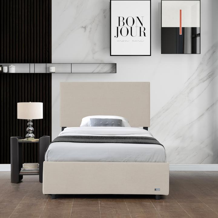 Actual product image Corium Polsterbett Juva mit Matratze und Bettkasten 90x200 cm Beige (90 x 200 cm)