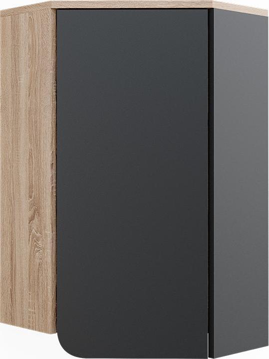 Image du produit Vicco Armoire d'angle suspendue Karen, anthracite/sonoma, 50 x 75 cm avec porte et compartiments ouverts