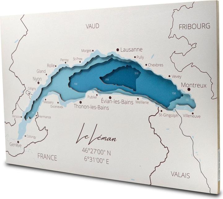 Image du produit Enjoy The Wood Le Léman - Carte marine en bois (30 x 45 cm)
