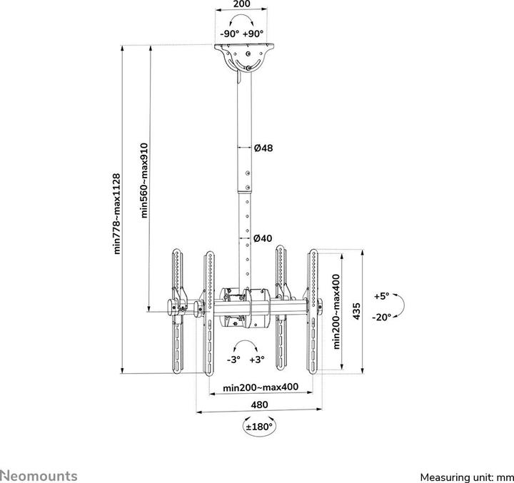 Actual product image Neomounts Ceiling mount (Ceiling, 60")