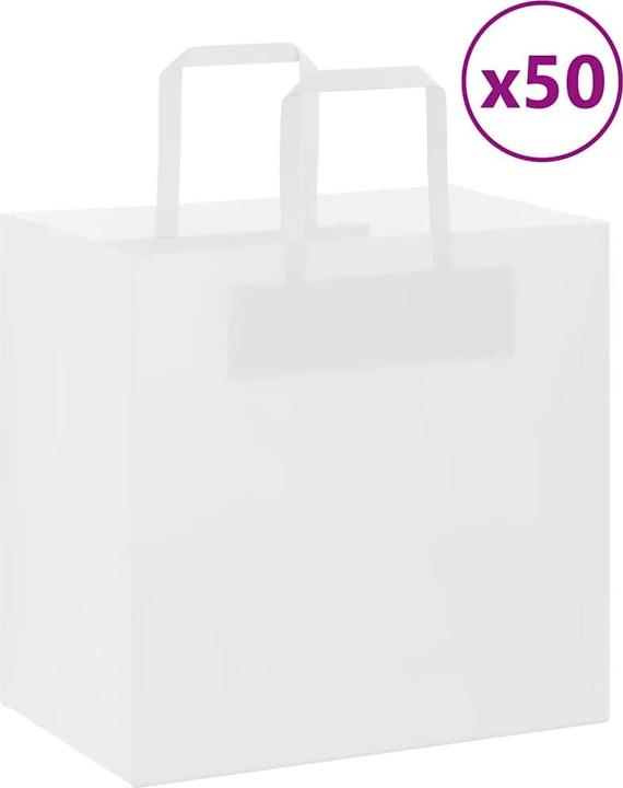 Actual product image VidaXL Kraft paper bags 50 pcs. with handle white 26x17x25 cm paper bag (Gift bag, 50 x)
