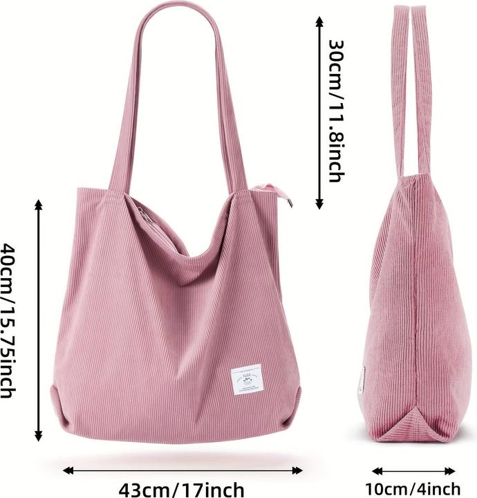 Actual product image Only-Bags.Store Corduroy shoulder bag, minimalist monochrome tote bag, all-match storage handbag