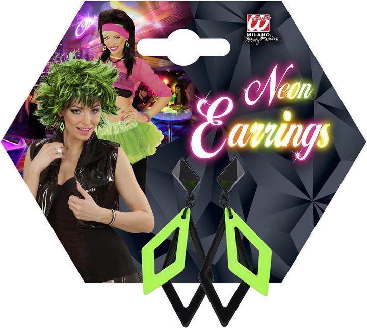 Produktbild Widmann Schwarz und Neon Grüne Rhombus Ohrringe