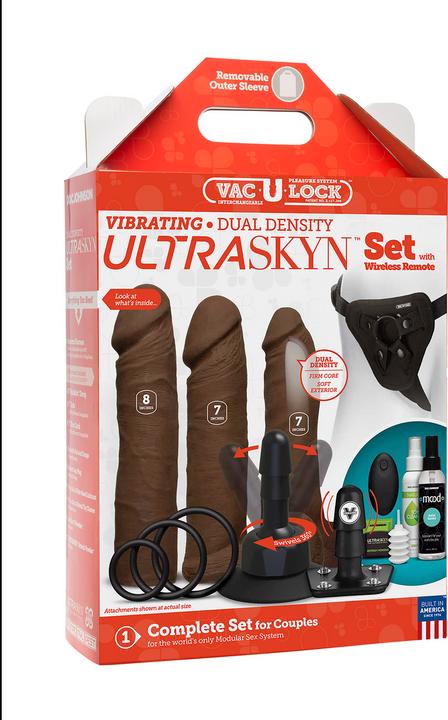Actual product image Doc Johnson Vibrating Dual Density ULTRASKYN Chocolate