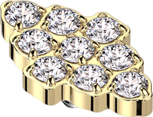 Star Piercing Dermal Anchor Diamant vergoldet Kristalle silber (ohne Messing, Titan G23)