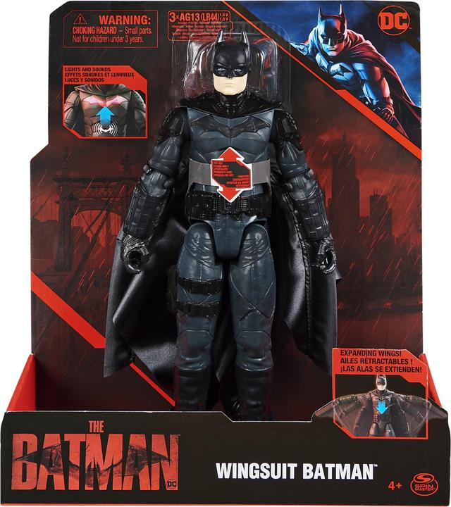 Produktbild Batman DC Comics The 30cm Deluxe Batman-Actionfigur mit sich ausbreitendem Wingsuit, Licht- u