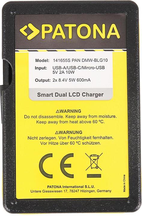 Produktbild Patona Ladegerät Smart Dual LCD USB Panasonic DMW-BLG10 (Ladegerät)