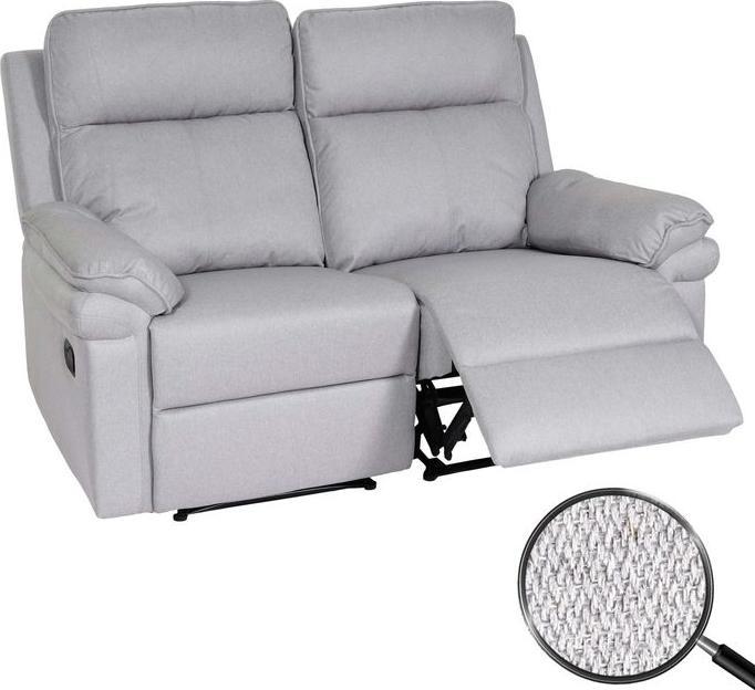 Image du produit Mendler Fauteuil cinéma 2 places HWC-L94, fonction couchage Nosag suspension tissu/textile - gris clair