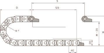 igus Catena portacavi2400.05.125Dimensione interna 25x57mm, raggio 100mm