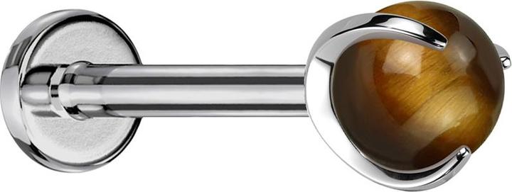 Immagine prodotto Star Piercing Micro Labret con filo interno in argento con pietra occhio di tigre incastonata (Mnerale, senza ottone, Titanio G23)