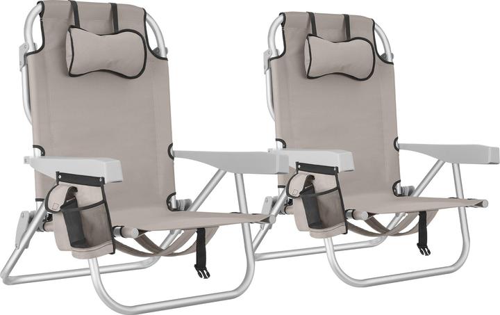 Produktbild tectake Strandstuhl Coral, klappbar mit Rucksackfunktion