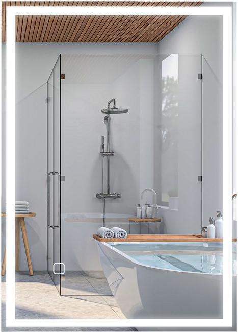Immagine prodotto Swisshandel24 Specchio da bagno, specchio da bagno con luce LED, 80 x 60 cm Specchio da parete, specchio (50 x 70 x 4 cm)