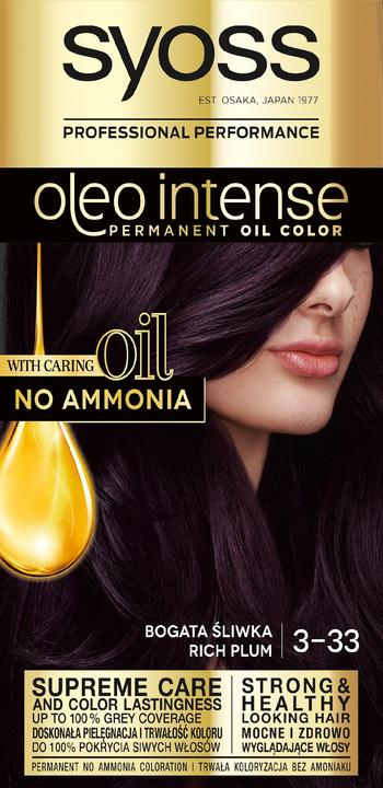 Syoss Oleo Intense permanently coloring hair dye with oils 3-33 Rich Plum (3-33 Rich Plum)