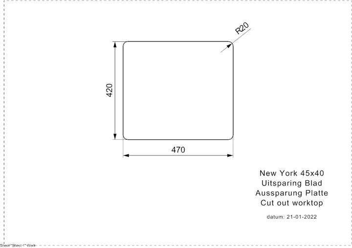 Produktbild Reginox Spülbecken, Edelstahl Küchenspüle New York 45x40 cm R35528 (Einbauspüle, 44 cm, 49 cm)
