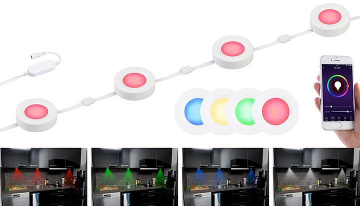 Actual product image Lunartec Set of 4 extension lights for LED under-cabinet lights ULA-100 (RGBW, 7 cm)