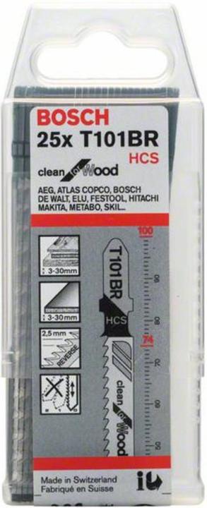 Produktbild Bosch Professional Zubehör Stichsägeblatt T 101 BR Clean for Wood, 25er-Pack