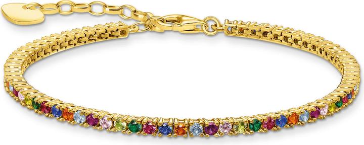 Thomas Sabo Armband Farbige Steine (19 cm, 925 Sterlingsilber, 750 Gelbgold Vergoldung)