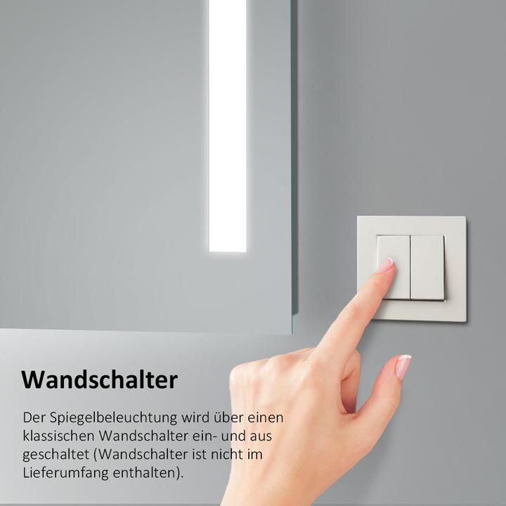 Produktbild Emke Badspiegel mit Beleuchtung 40*60cm, Kaltweiss6500K, Dimmbar, Wand Schalter