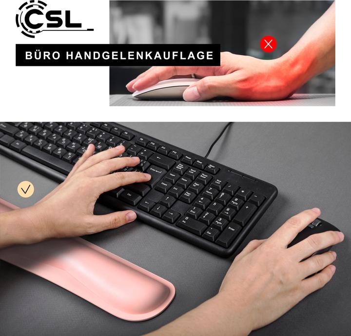 Produktbild CSL Tastatur Handballenauflage, 43 cm Keyboard Handgelenkschoner, ergonomische Haltung, abwaschbar, rosa