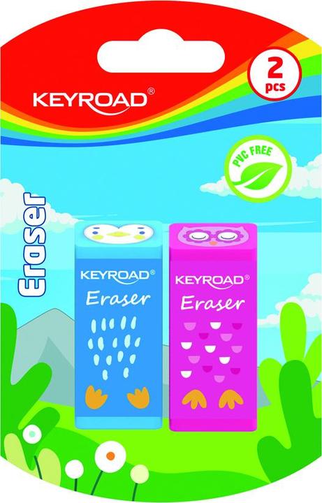 Produktbild Keyroad Radiergummi, tiere, 2 stk., blister, farbmischung
