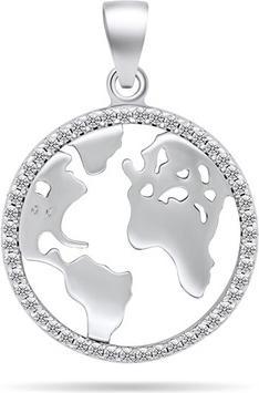 Produktbild Brilio Silver - Original silver pendant with clear zircons Map of the world PT96W