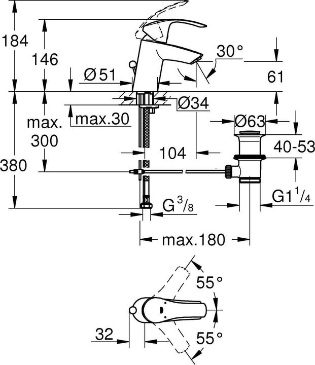 Actual product image Grohe Eurosmart single-lever basin mixer S-Size