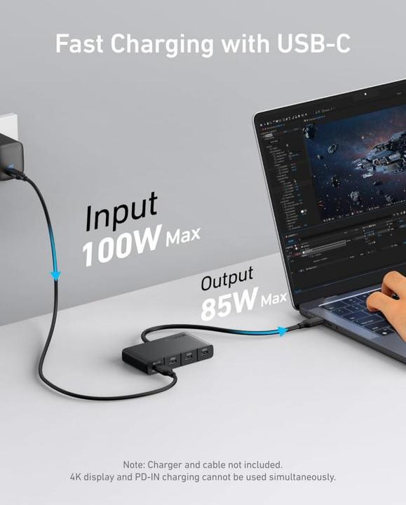 Produktbild Anker 4-in-1 hub 10Gbps USB-C Black (USB-C, 4 Ports)