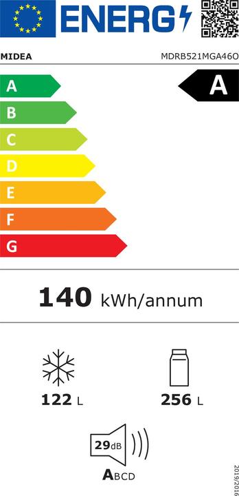 Etichetta energetica Midea MDRB521MGA28O (378 l)