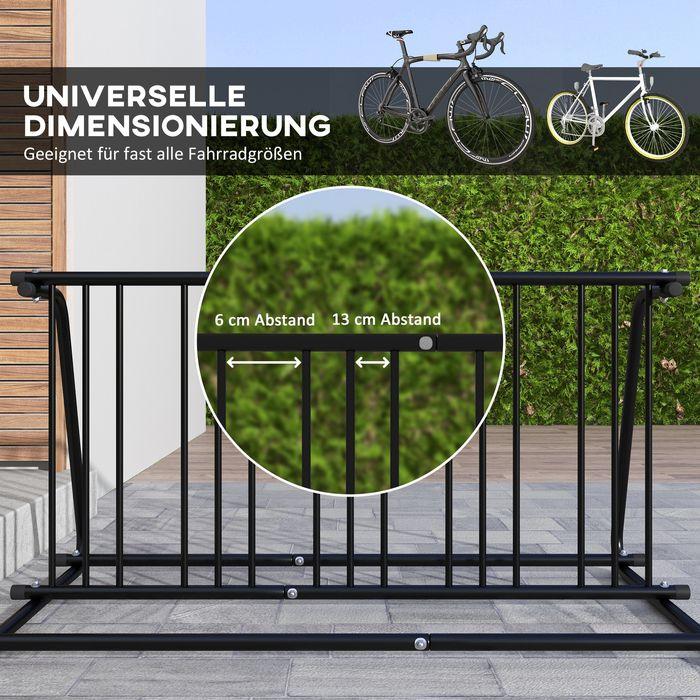 Produktbild Swisshandel24 Fahrradständer für 4 Fahrräder, wetterbeständig, zusätzliche Halterung, 155x100x75cm, Schwarz