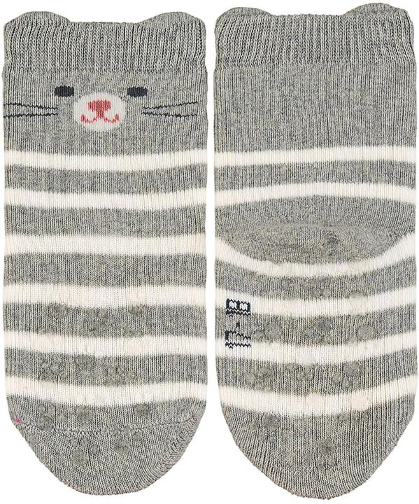 Actual product image Sterntaler Anti-slip socks set of 2 cat light grey melange size 19-20 (pack of 2, 19 - 20)