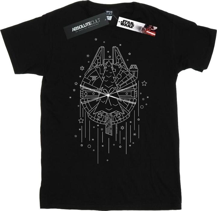 Actual product image Star Wars Mens Millennium Falcon Christmas Tree Delivery T-Shirt (3XL)