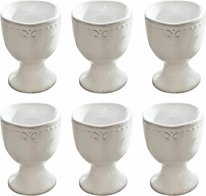 Loberon Eierbecher 6er Set Fontienne weiss (6 x)