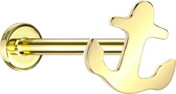 Produktbild Star Piercing Micro Threadless Labret vergoldet Anker vergoldet (ohne Messing, Titan G23)