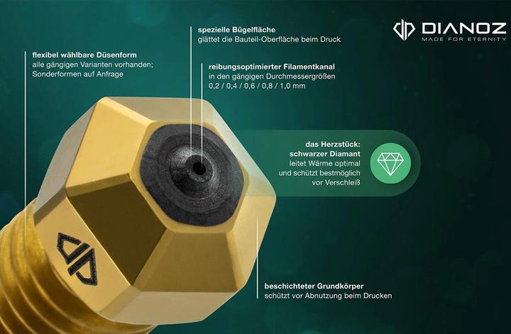 Produktbild Dianoz Diamant-Düse 1.0 RepRap (Düse)