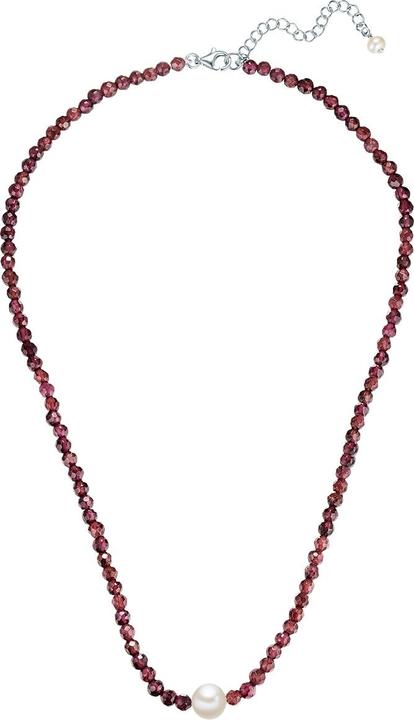 Produktbild Valero Pearls Damen Sterling Silber Granat Süsswasser-Zuchtperle silber 40,0 cm Basiskette + 5,0 cm Verlängerung - (Sterling Silber, 40 - 45 cm)