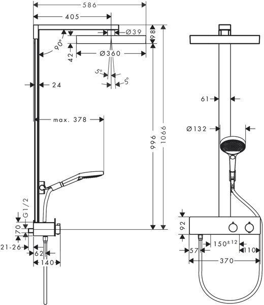 Actual product image hansgrohe Rainfinity shower system 360, 1 spray type, ShowerTablet 350, 26853