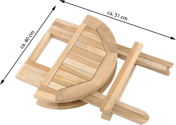 Produktbild VCM Beistelltisch Blumen Hocker Tisch klappbar Teakholz unbehandelt Ø40 (40 cm)