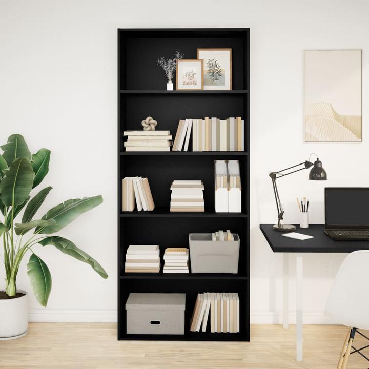 Actual product image VidaXL Bücherregal Bücherschrank Standregal Raumteiler Schwarz Holzwerkstoff (80 x 30 x 189 cm)