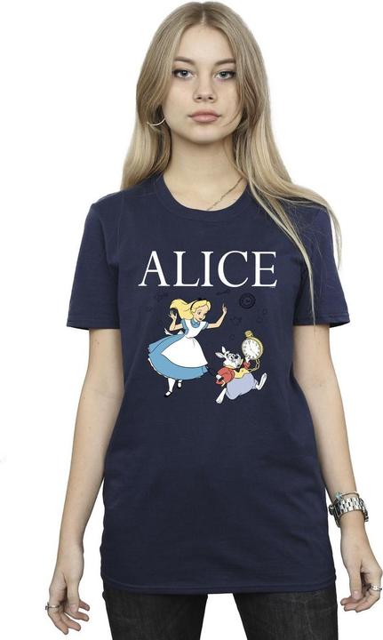 Actual product image Disney Womens/Ladies Alice In Wonderland Follow The Rabbit Cotton Boyfriend T-Shirt (4XL)