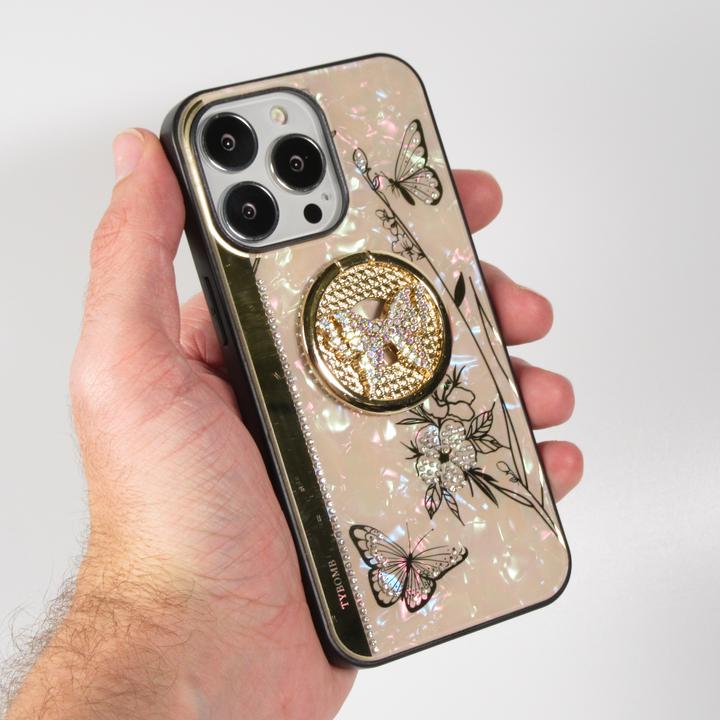 Image du produit PhoneLook Coque Nacre papillon strass avec support vidéo (Apple iPhone 13 Pro Max)