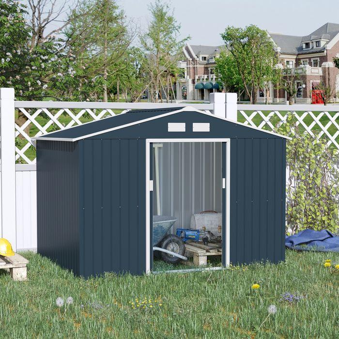 Actual product image Swisshandel24 Tool shed with foundation Garden shed Metal garden shed Charcoal grey 277 x 195 x 192 c