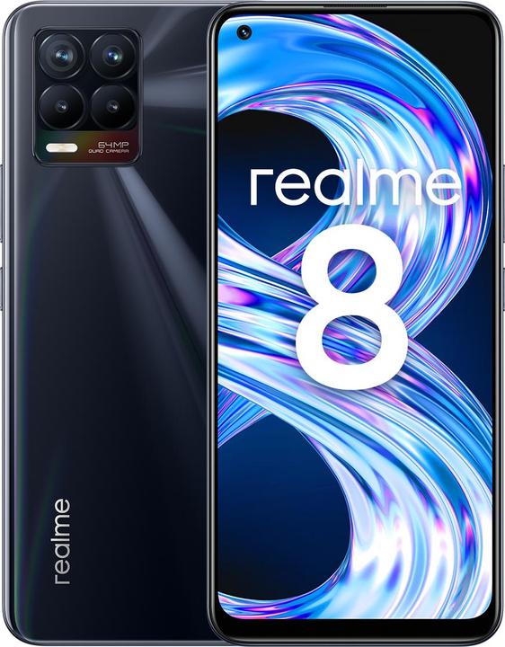 realme 8 (128 GB, Punk nero, 6.40", Doppia SIM, 64 Mpx, 4G)