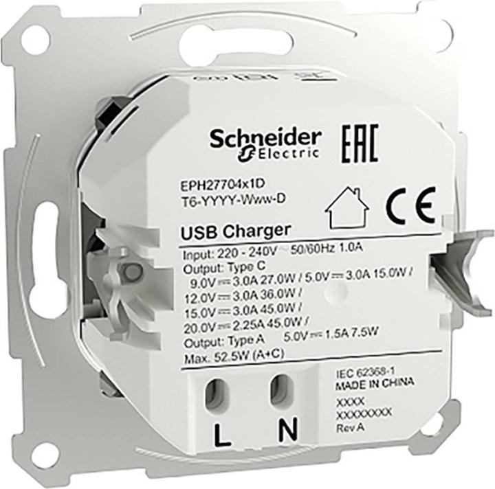 Produktbild Schneider Electric USB-Steckdose Asfora Weiss (glänzend) EPH2770421D