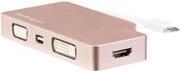 Image du produit StarTech Adaptateur vidéo USB-C multiport - Or rouge - Adaptateur d'affichage 4-en-1 USB-C vers VGA DVI HDMI (HDMI, DVI, VGA, Mini DP, 10.40 cm)
