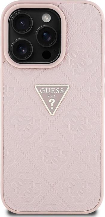 Immagine prodotto Guess Hardcase PU Grained Hot Stamp 4G Triangle Metal Case for iPhone 16 Pro Max 6,9" Pink (Apple iPhone 16 Pro Max)