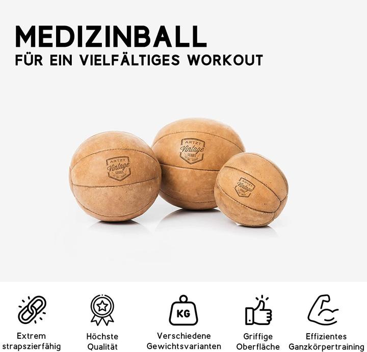 Image du produit Artzt Vintage Series Medizinball, cuir de boeuf, 5000g (5 kg)