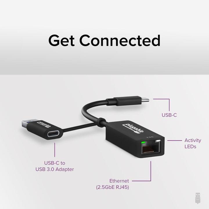 Immagine prodotto Plugable Adattatore da USB C a Ethernet 2.5G (USB-C, RJ45 (1x))