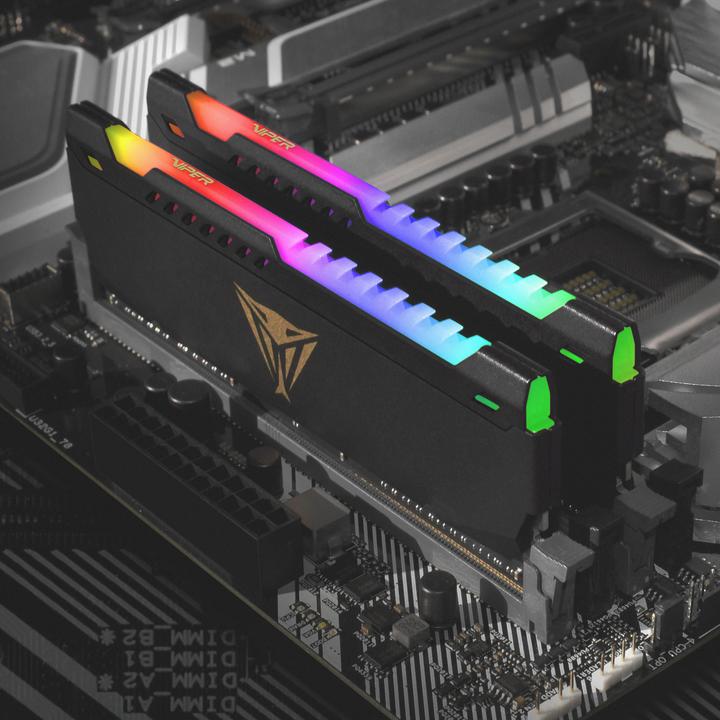 Actual product image Patriot DDR4 PC3600 64GB (2x32) Viper Steel RGB (2 x 32GB, 3600 MHz, DDR4-RAM, DIMM)