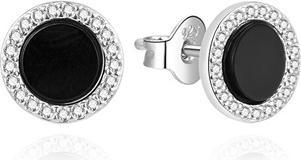 Image du produit Agato Boucles d'oreilles originales en argent avec émail noir AGUP3499