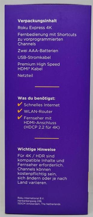 Actual product image Roku Express 4K